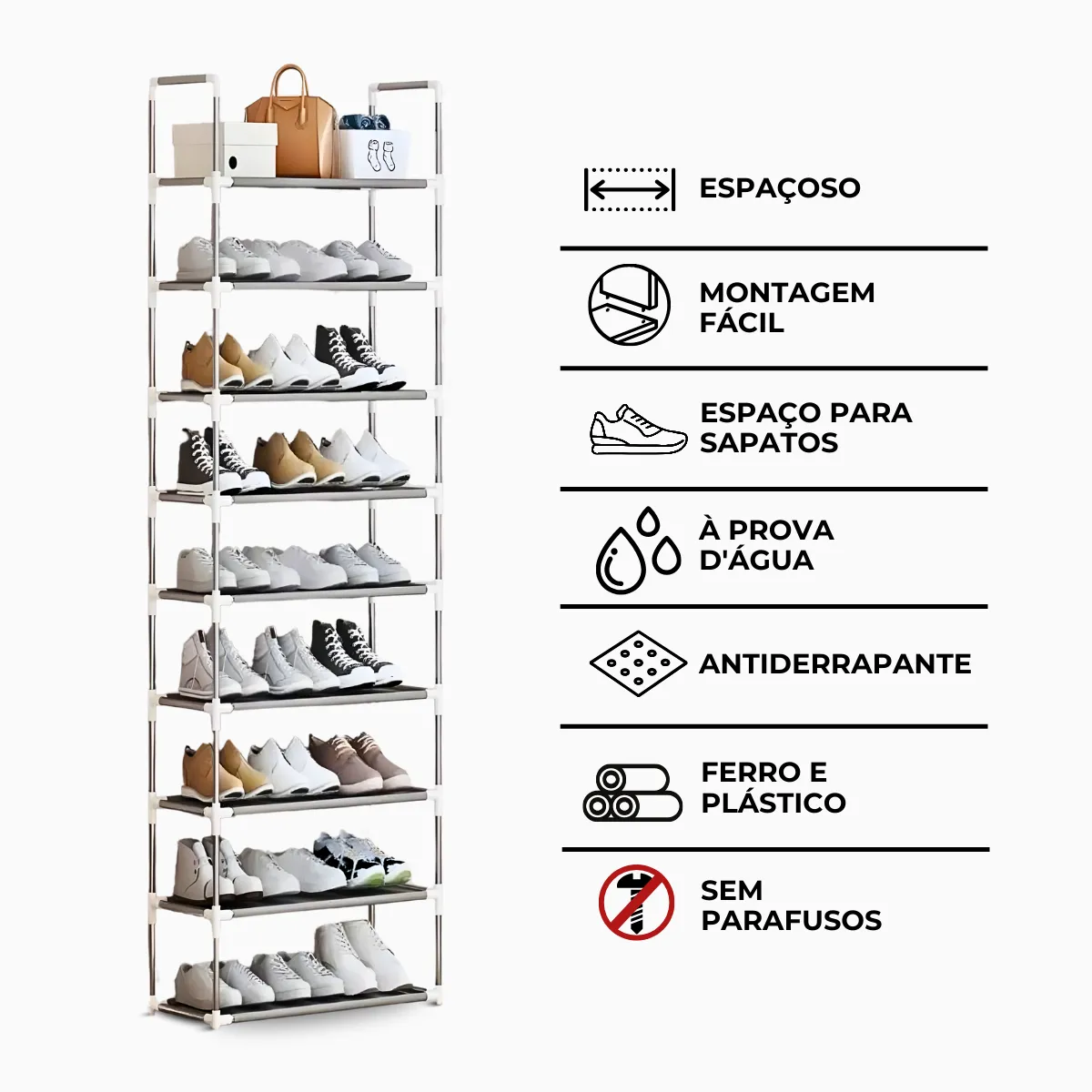 Sapateira Vertical Giga – Organização Inteligente com Estilo para Seus Calçados 9 Sapateira Vertical Giga – Organização Inteligente com Estilo para Seus Calçados - Imagem 9