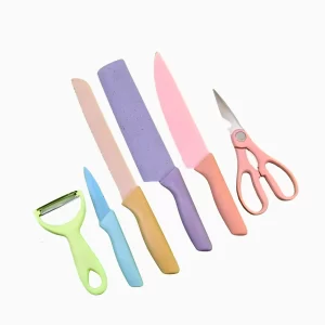 Conjunto de Facas 6 Peças em Aço Inoxidável Colorido – Praticidade, Estilo e Desempenho na Sua Cozinha